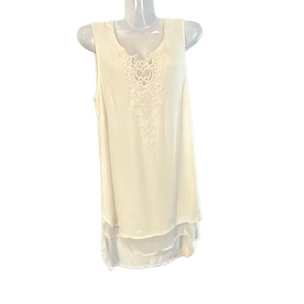 Daniel Rainn Ivory Lace Detail Sleeveless Blouse | Size S